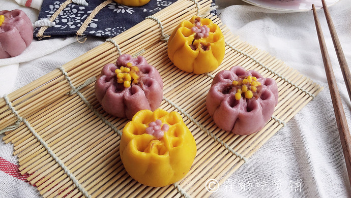 花朵豆沙馒头