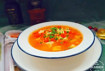 #花10分钟，做一道菜！#番茄豆腐虾米汤的做法