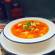 #花10分钟，做一道菜！#番茄豆腐虾米汤