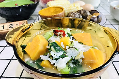 杭州特有的味道，就爱这口家乡味：青菜咸菜红薯粥