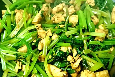 超简单的鸡胸肉炒芹菜