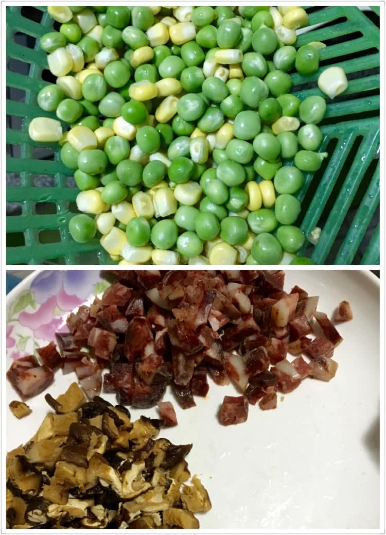豌豆香肠饭的做法图解1