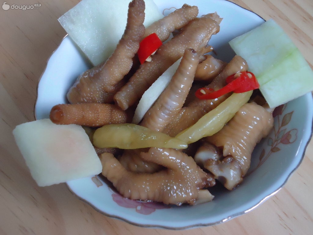 Chicken feet with pickled peppers