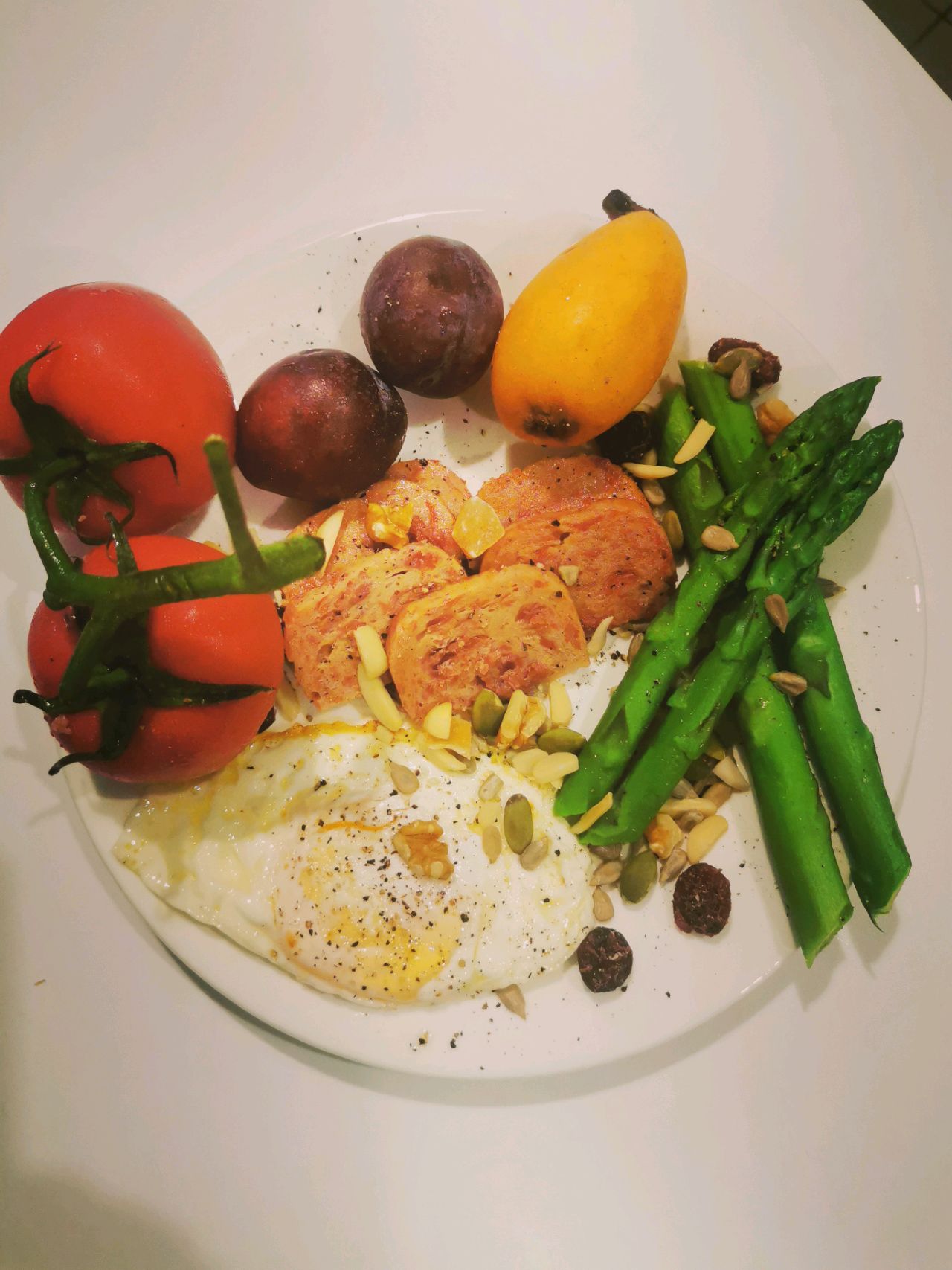 Colorful breakfast in spring