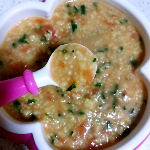 番茄油菜小米疙瘩汤