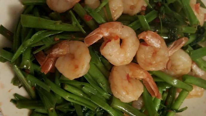虾仁通心菜