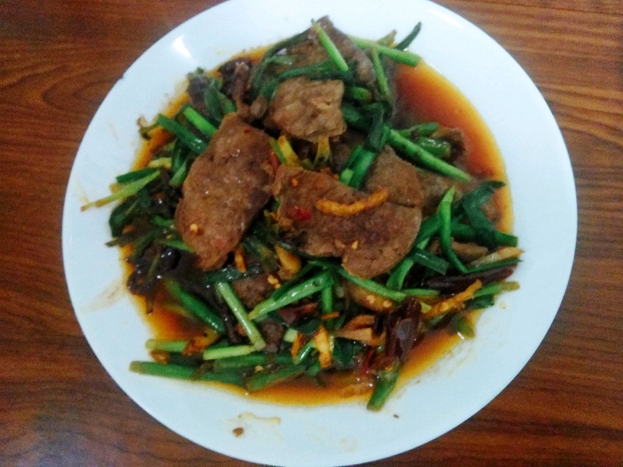 Stir fried beef liver with chives