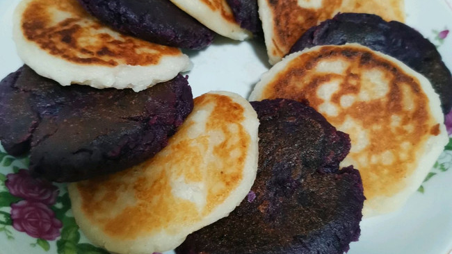 山药紫薯糯米饼的做法