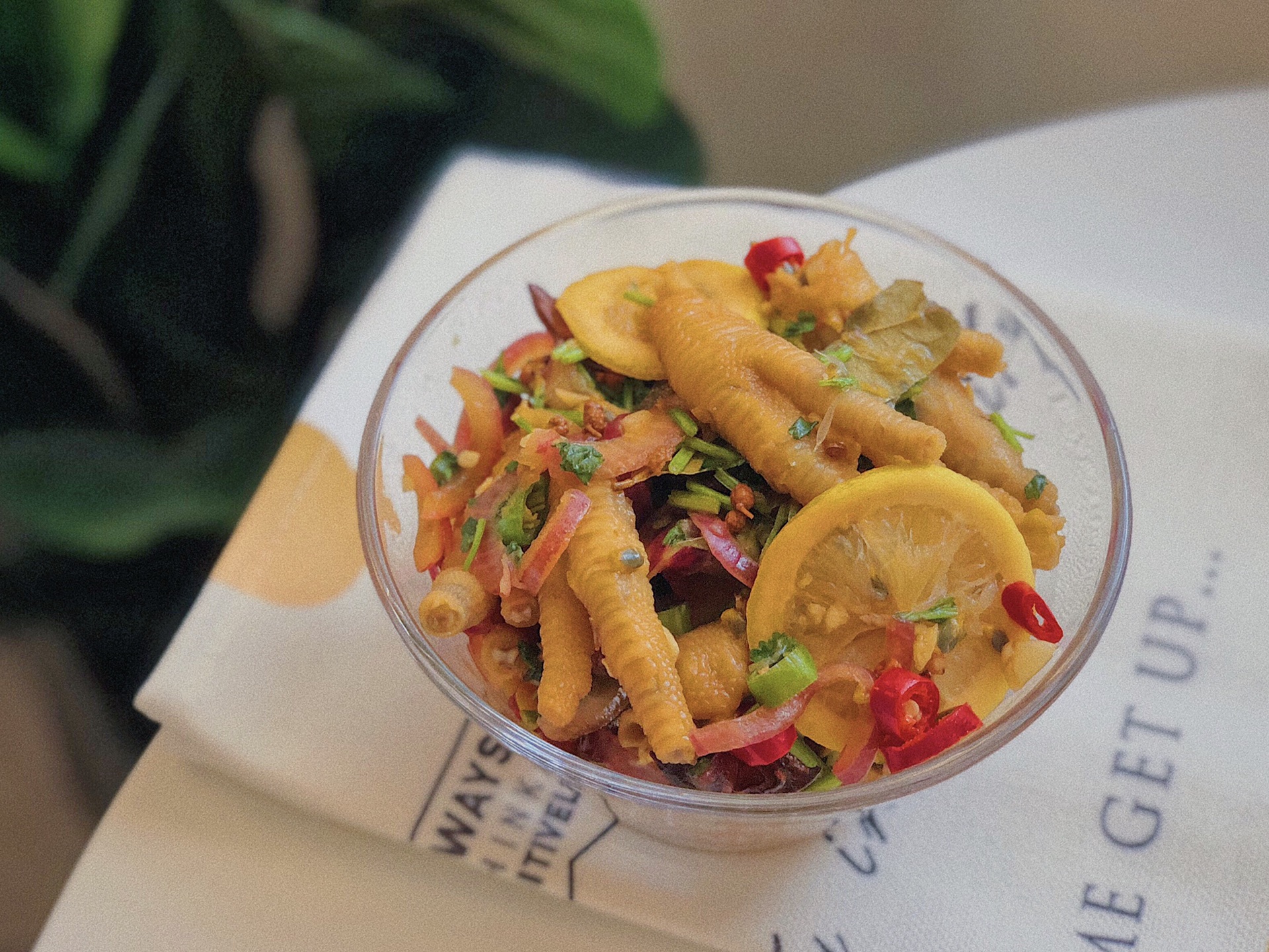 Chicken feet with lemon and passion fruit