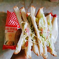 #丘比三明治#生菜碎火腿片三明治的做法图解8