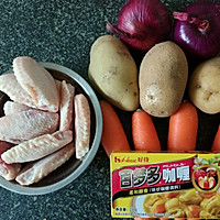 红萝卜土豆洋葱咖喱鸡翅的做法图解1