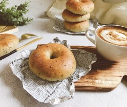 黑芝麻贝果 波兰种bagle健康低脂早餐面包可做汉堡包的做法