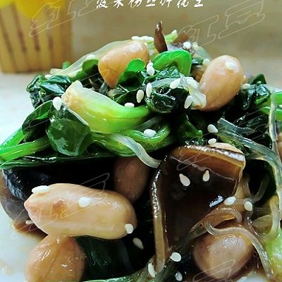 家常小凉菜---菠菜粉丝拌花生