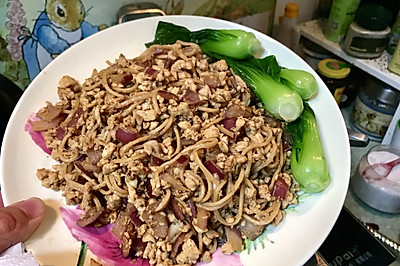 低卡孜然鸡蓉炒面