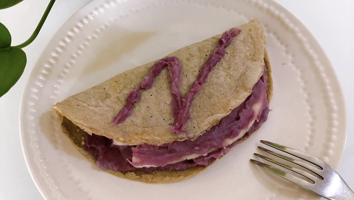 芋泥香蕉夹心可丽饼｜健康甜品