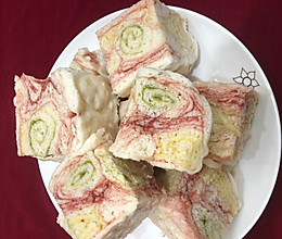 3、蒸彩色月饼（三色）的做法