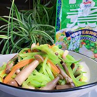 椒麻鹿茸菇炒莴苣的做法图解8