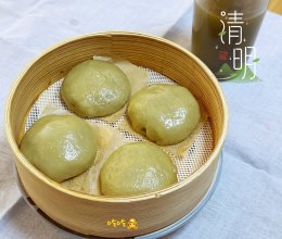 盐白奶绿色的青团子的做法