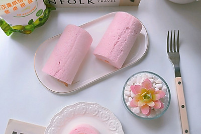 粉粉的天使蛋糕卷