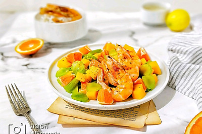 芒果红橙莴笋虾沙拉