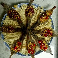 金针菇蒸虾的做法图解4
