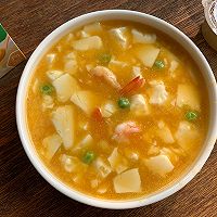 鲜虾鸡汤豆腐羹的做法图解8