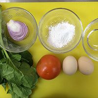 【蓓妈美食】菠菜番茄煎蛋饼的做法图解1