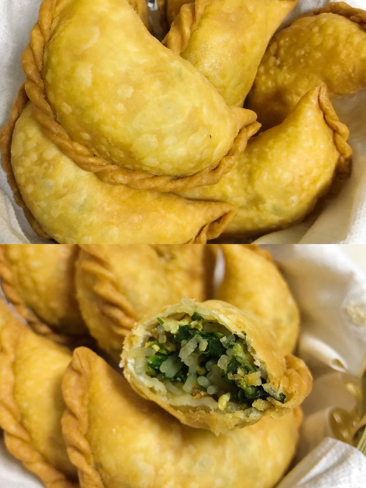 荠菜鸡蛋粉条炸油角的做法