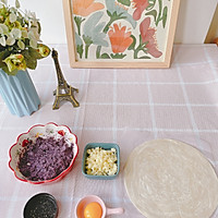 烘焙小白快手烤箱美食～爆浆拉丝紫薯芝士饼的做法图解1