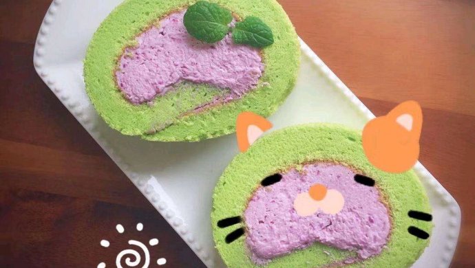 菠菜紫薯蛋糕卷