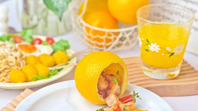 橙桃玫瑰虾球㊙️简单美味又高颜值