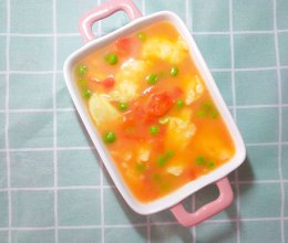 暖心早餐-番茄青豆黄金疙瘩汤的做法