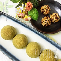 五仁月饼#【私房抹茶肉松果仁酥月】的做法图解4