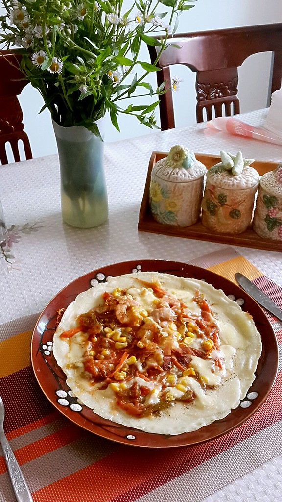 电饼铛版披萨饼：鲜虾披萨