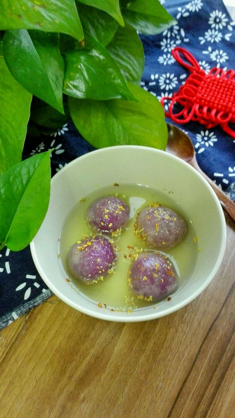 健康低卡的紫薯鲜奶水晶汤圆的做法