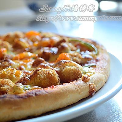 鸡米花缤纷蔬菜披萨的做法