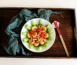 #花10分钟，做一道菜！#蘑菇虾仁青菜小炒的做法