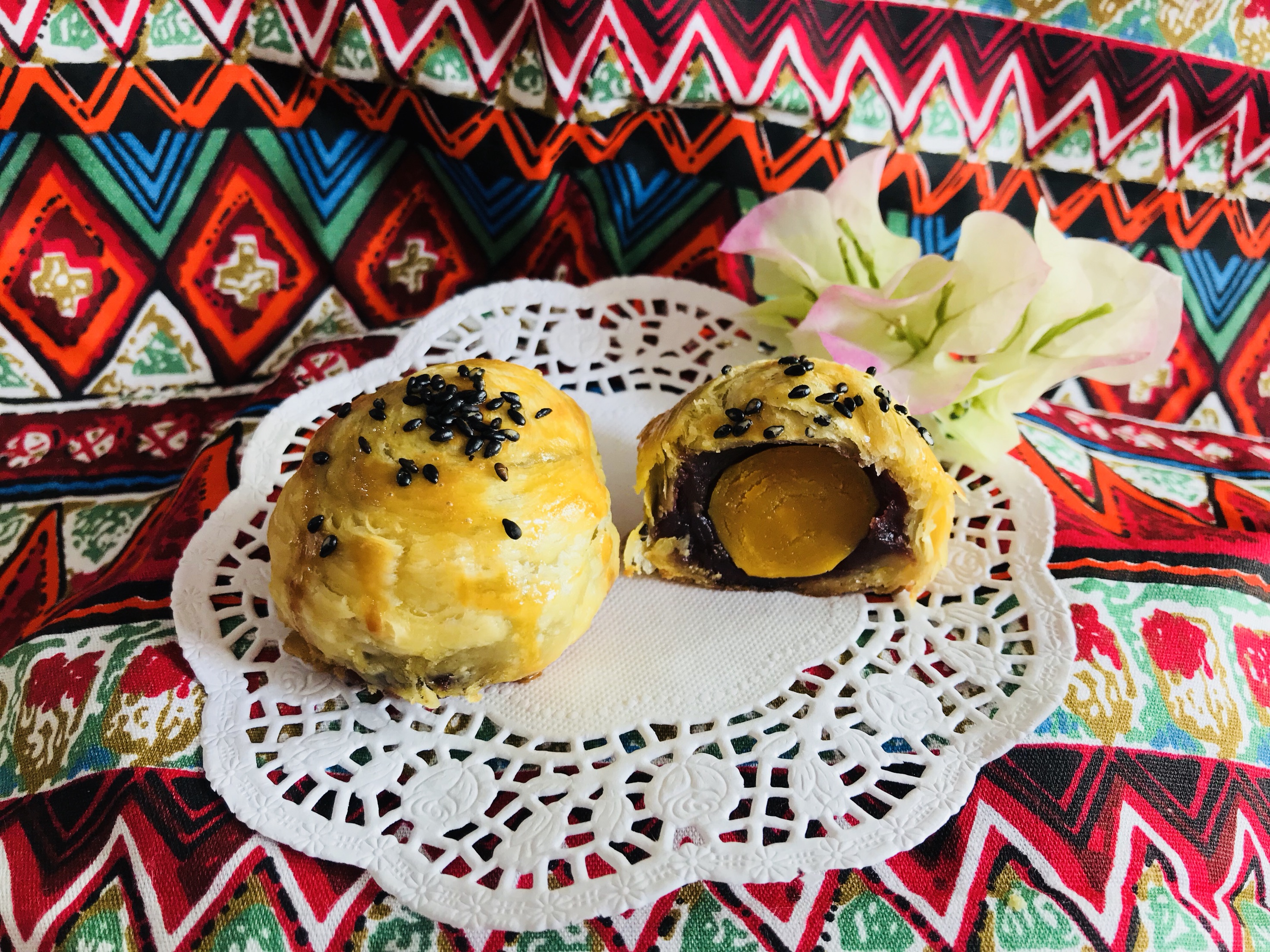 Simple egg tarts, preserved egg yolks and crisps