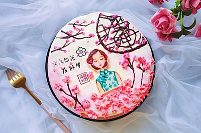 彩绘旗袍美女蛋糕