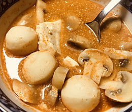 小花儿营养系列----超简单冬荫功虾仁鱼丸豆腐蘑菇汤的做法