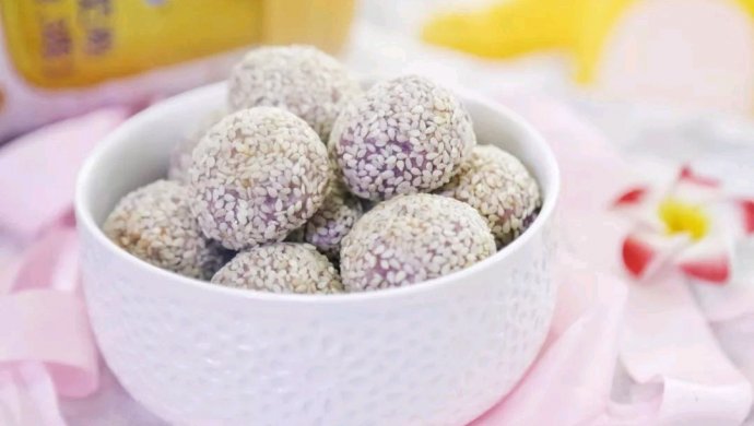 空气炸锅炸出来的奶香紫薯丸 健康无油省事~