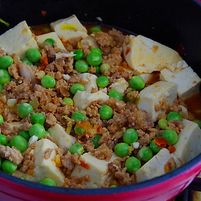 青豆肉末豆腐煲