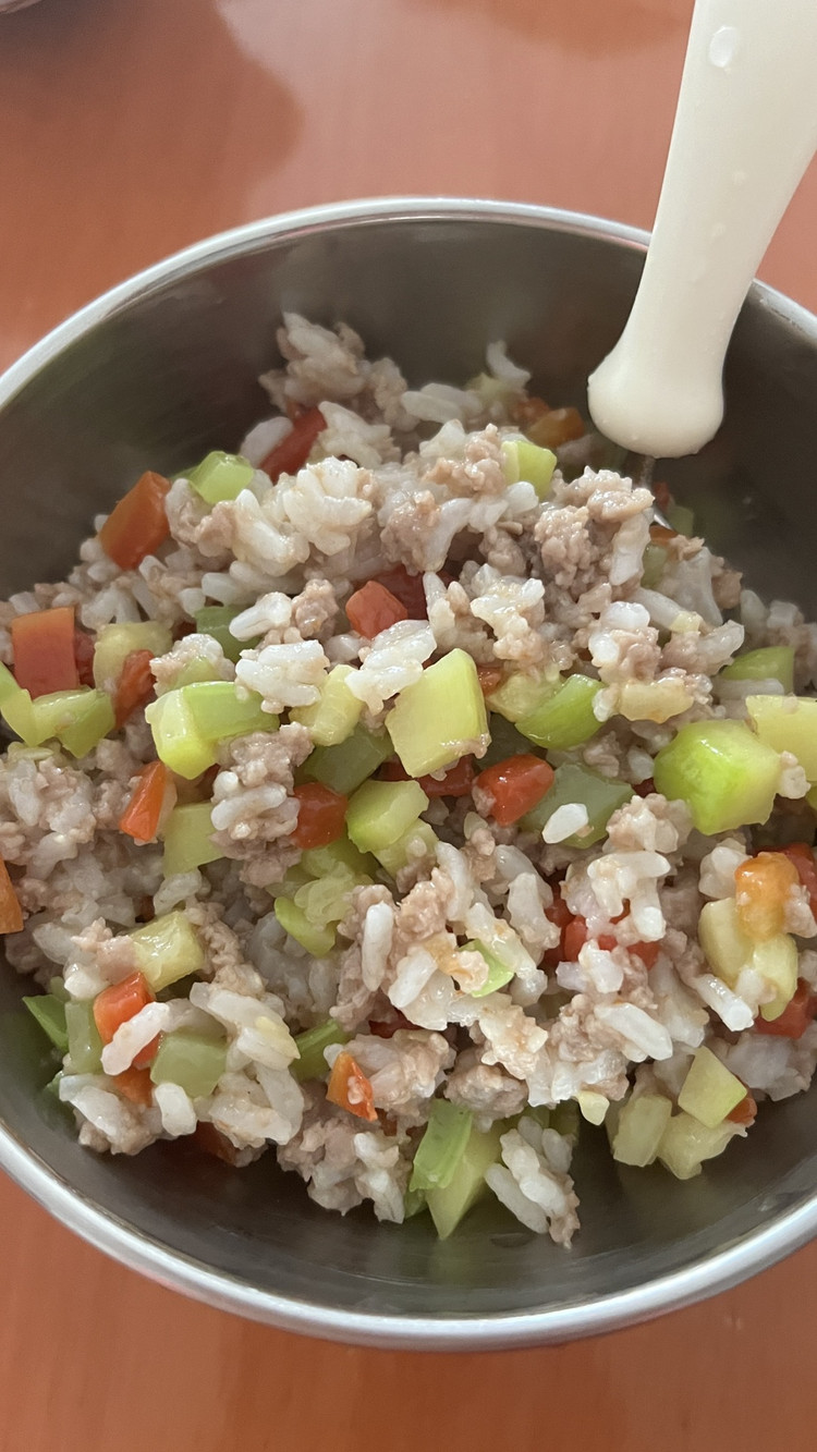 杂蔬肉末烩饭的做法