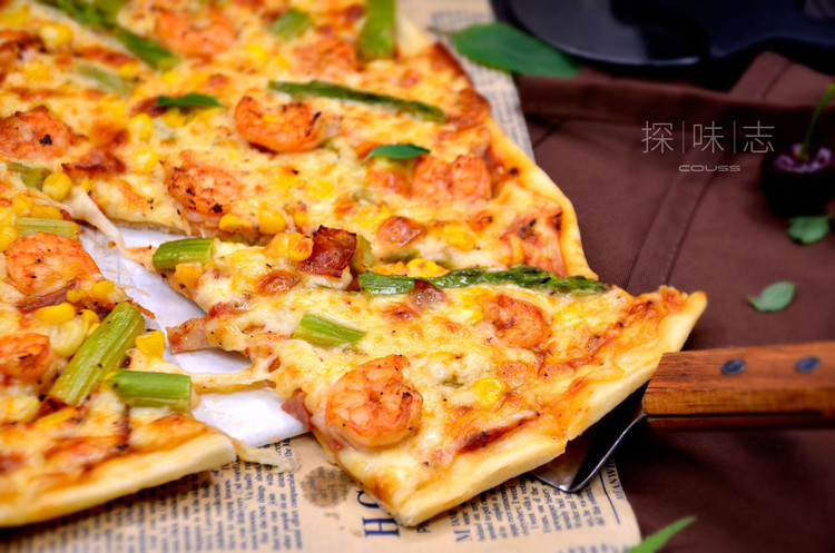 【鲜虾芦笋薄底披萨】——COUSS CO-537A智能烤箱出的做法