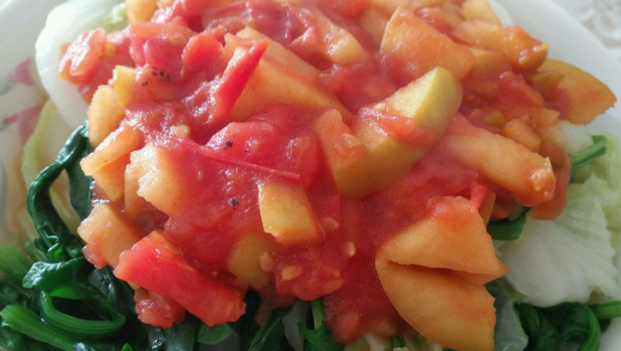 健身食谱――西红柿苹果+水煮菜+蛋白
