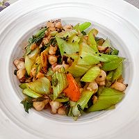 藤椒味八爪鱼丁炒上海青！的做法图解15