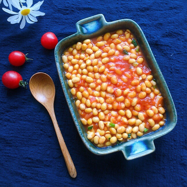 酸甜开胃口感绵软的茄汁黄豆的做法