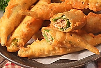 泰国美食猪肉虾仁炸秋葵的做法
