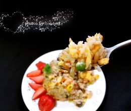 五彩时蔬虾仁牛排蛋炒蛋的做法