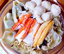 无油版海鲜鱼丸水饺面（附鱼丸做法）的做法